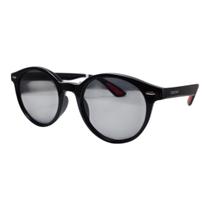 Óculos Sol Redondo Preto Flexível haste detalhe vermelho NYTRI0020C1 Óculos Sol Redondo Preto Flexível haste detalhe vermelho NYTRI0020C1
