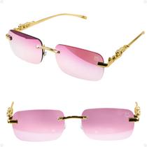 Óculos Sol Trap hype personalize yakuza jaguar mafia + case original moda presente lente rosa verão metal praia luxo