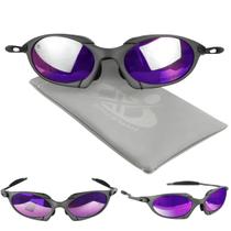 Óculos Sol Uv Masculino Metal Lupa Roxo + Case Osmx1