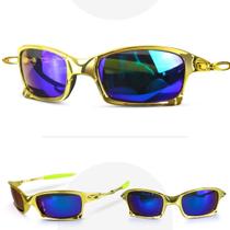 Oculos Sol Verão Praia Dourado Lupa Gold Metal Proteção Uv