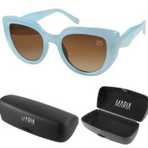 oculos sol vintage feminino praia social proteção uv + case original azul transparente verão moda