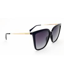 Óculos Solar Hickmann Flora Hi50004 A01 Preto Brilho Lente Cinza Degradê