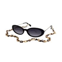 Óculos Solar Hickmann Magnolia 1 Hi90037 A01 Preto Brilho Lente Cinza Degradê