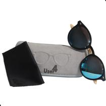 Oculos Solar Redondo Haste de Madeira Espelhado User4 Oculos Solar Redondo Haste de Madeira Espelhado User4