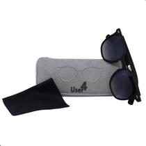 Oculos Solar Unisex Quadrado Preto Fosco Detalhe em Dourado User4