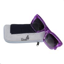 Oculos Solar Unisex Quadrado Translucido Roxo User4 Oculos Solar Unisex Quadrado Translucido Roxo User4