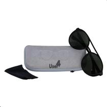 Oculos Solar Unisex Redondo com Grade Preto User4