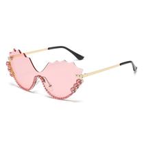 Óculos, strass, ondulado, rosa, sem aro, lentes modernas