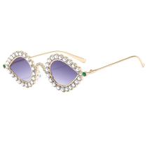 Óculos Teardrop Rhinestone Gradient Lentes para PC 45 mm 34 mm