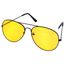 Óculos visão noturna lente amarela aviador preto corrida