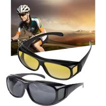 Oculos Visao Noturna Unissex 2 Und Dirigir Dia e Noite Protecao UV Lente Polarizada Moto Carro