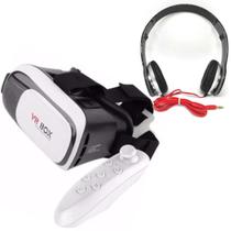 Óculos Vr 3d + Controle Bluetooth + Fone De Ouvido - Vr Box
