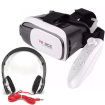 Óculos Vr 3d + Controle Bluetooth + Fone De Ouvido