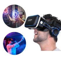 Óculos VR 3D para Filmes e Jogos + Controle e Fones Integrados - rMeloEletronicos