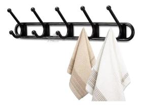 Oferta 2 Unidades De Cabideiro 5 Ganchos Multiuso Porta Parede Banheiro Preto