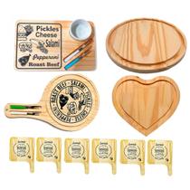 OFERTA DIA DAS MAES KIT 10 Tábuas Madeira Natural para Queijos, Frios, Vinhos, Grelhados, Hamburguer, Cozinha, Petiscos OFERTA DIA DAS MAES KIT 10 Tábuas Madeira Natural para Queijos, Frios, Vinhos, Grelhados, Hamburguer, Cozinha, Petiscos