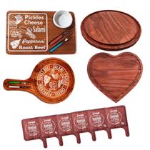 OFERTA DIA DAS MAES KIT 10 Tábuas Madeira Rústico para Queijos, Frios, Vinhos, Mesa Posta, Hamburguer