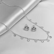 Oferta Joia Kit Prata 925 Conjunto Choker + Brincos Zircônia Excelente Acabamento