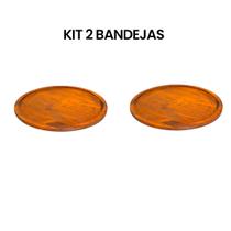 OFERTA KIT 2 Bandejas de Madeira Rústica para Forma Pizza 35cm