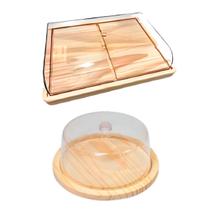 OFERTA KIT 2pçs Porta Frios MÉDIO 21X16,5CM, Boleira de Madeira NATURAL Cozinha, Café, Bolos, Mesa posta OFERTA KIT 2pçs Porta Frios MÉDIO 21X16,5CM, Boleira de Madeira NATURAL Cozinha, Café, Bolos, Mesa posta