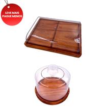 OFERTA KIT 2pçs Porta Frios MÉDIO 21X16,5CM, Queijeira de Madeira RÚSTICO, Cozinha, Frios, Bolos, Petiscos