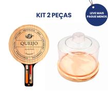 OFERTA KIT 2Pçs, Tábua de Madeira Natural Premium com Garfinhos e Queijeira 10x13cm mesa Posta, Cozinha, Café, Bolo, Frios