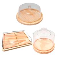 OFERTA KIT 3pçs Porta Frios MEDIO 21X16,5CM, Queijeira e Boleira Madeira, Acrílico, Cozinha, Café, Bolos, Petiscos OFERTA KIT 3pçs Porta Frios MEDIO 21X16,5CM, Queijeira e Boleira Madeira, Acrílico, Cozinha, Café, Bolos, Petiscos
