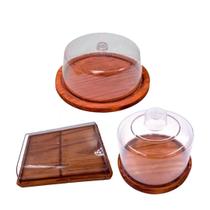 OFERTA KIT 3pçs Porta Frios MEDIO 21X16,5CM, Queijeira e Boleira Madeira RUSTICAS, Acrílico, Cozinha, Café, Mesa posta OFERTA KIT 3pçs Porta Frios MEDIO 21X16,5CM, Queijeira e Boleira Madeira RUSTICAS, Acrílico, Cozinha, Café, Mesa posta