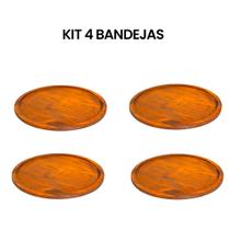 OFERTA Kit 4 Bandejas de Madeira Redonda Rústica para Forma de alumínio 35cm para Pizza OFERTA Kit 4 Bandejas de Madeira Redonda Rústica para Forma de alumínio 35cm para Pizza
