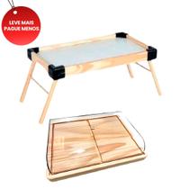 OFERTA KIT Mesinha e Porta Frios Médio de servir café de madeira Natural Lisa R1002, Cozinha, Frios, Petiscos, Queijos