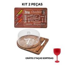 OFERTA KIT Tabua Frios Garfinhos e Boleira Rustica tampa e Faca, GRÁTIS 1 TAÇA SORTIDAS, PRESENTE, Queijos, Frios, Petiscos