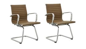 Office Sevilha Pu Marrom Escuro Bs Fixa Rivatti Kit 2 Unid