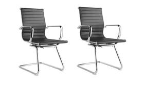 Office Sevilha Pu Preto Base Fixa Rivatti Kit 2 Unid