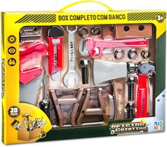 Oficina Criativa Box Completo Com Banco 20 Peças Kit Ferramentas Infantis - Multikids