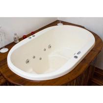 Ofurô Duplo com Hidromassagem e Cromoterapia LED Heatiro Top Line Ouro Fino 141x91cm Gel Coat Branco 220V