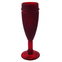 ogo de Taças Flute Vermelha Cristal Lapidado Design Classico