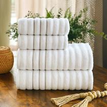 ogo De Toalhas De Banho 4 Pçs Ondulado Wave Algodão Branco Corttex