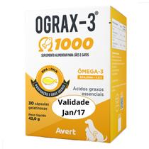 Ograx 3 1000mg 30 Cápsulas Avert Suplemento Omega 3 Para Cães e Gatos