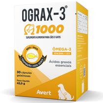 Ograx 3 1000mg Avert 30 Cápsulas Ômega 3 para Cachorro Gato