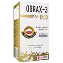 Ograx-3 1500 avert com ômega 3 para cães e gatos 30 cápsulas