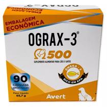 Ograx-3 500 Suplemento Pra Cães e Gatos 90 Cápsulas 65,7g