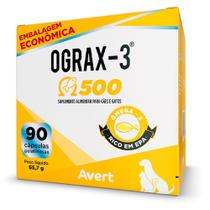 Ograx 3 500mg Suplemento Alimentar para Cães e Gatos com 90 Cápsulas Gelatinosas