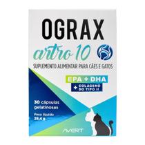 Ograx Artro 10 Suplemento p/ Cães e Gatos 30 Cápsulas - Avert