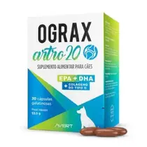 Ograx Artro 20 30 Cápsulas Avert Suplemento Colágeno Cães