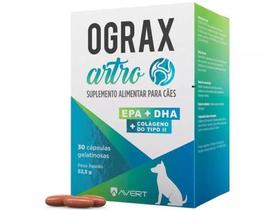 Ograx Artro suplemento alimentar para cães 30 cápsulas gelatinosas avert