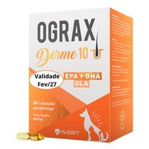 Ograx Derme 10 Avert 30 Cápsulas Suplemento para Cães e Gatos