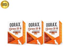 Ograx Derme 20 Suplemento alimentar cães e gatos kit 3 unidades com 30 capsulas