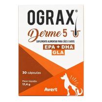 Ograx Derme 5 Avert 30 Cápsulas Suplemento para Cães e Gatos Ograx Derme 5 Avert 30 Cápsulas Suplemento para Cães e Gatos