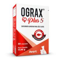 Ograx Plus 5 Suplemento de Omega da Avert Para Cães e Gatos 30 Cápsulas