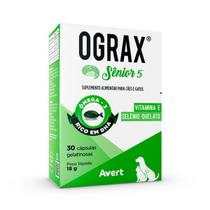 Ograx Senior 5 Avert 30 Cápsulas Suplemento para Cães e Gatos Idosos